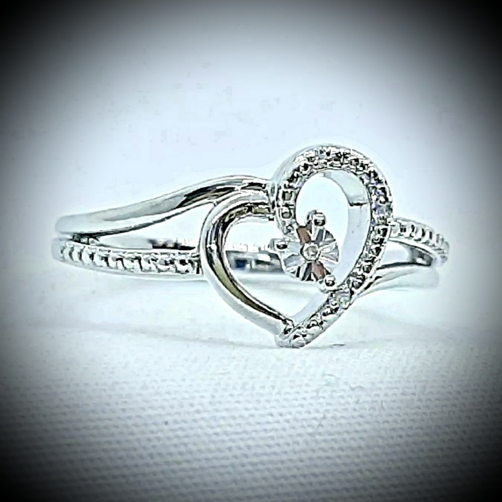 Sterling Silver Heart Ring with Center Accent